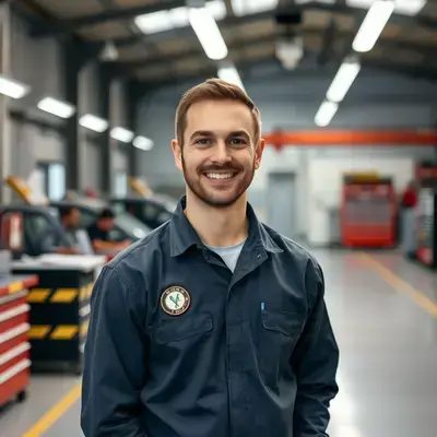 Certified auto glass technician at work